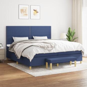 ARDEBO.de - Boxspringbett mit Matratze Blau 200x200 cm Stoff