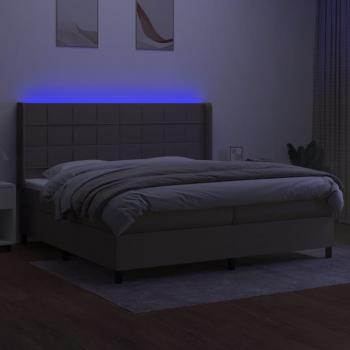 Boxspringbett mit Matratze & LED Taupe 200x200 cm Stoff