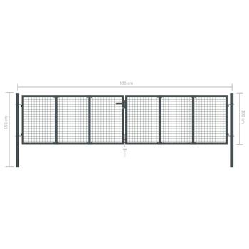 Mesh-Gartentor Verzinkter Stahl 400 x 150 cm Grau