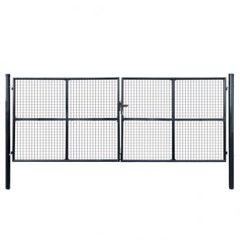 ARDEBO.de - Mesh-Gartentor Verzinkter Stahl 400 x 150 cm Grau 