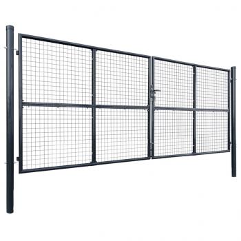 Mesh-Gartentor Verzinkter Stahl 400 x 150 cm Grau 