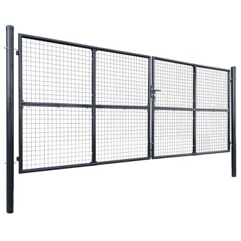 Maschen-Gartentor verzinkter Stahl 400 x 150 cm Grau