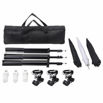 Fotostudio-Set mit Lampen-Set und Hintergrund