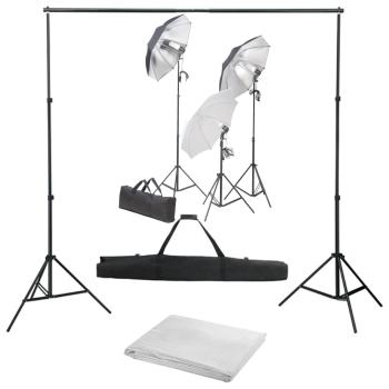 Fotostudio-Set mit Lampen und Hintergrundsystem