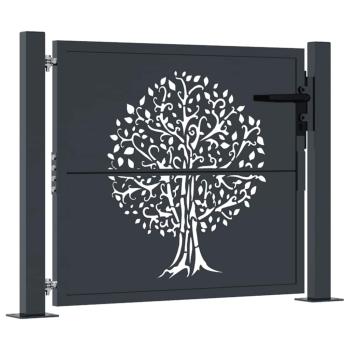 Gartentor Anthrazit 105x105 cm Stahl Baum-Design