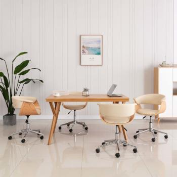 ARDEBO.de - Esszimmerstühle 4 Stk. Drehbar Creme Kunstleder
