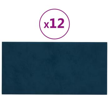 Wandpaneele 12 Stk. Blau 60x30 cm Samt 2,16 m²