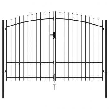 ARDEBO.de - Zauntor Doppelflügel mit Speerspitzen Stahl 3 x 1,75 m Schwarz