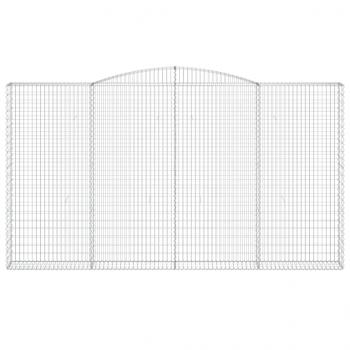 Gabionen mit Hochbogen 6 Stk. 400x30x220/240cm Verzinktes Eisen