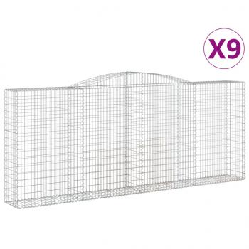 Gabionen mit Hochbogen 9 Stk. 400x50x160/180cm Verzinktes Eisen
