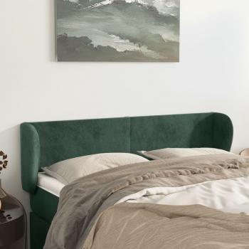 ARDEBO.de - Kopfteil mit Ohren Dunkelgrün 147x23x78/88 cm Samt