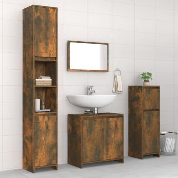 ARDEBO.de - 4-tlg. Badmöbel-Set Räuchereiche Holzwerkstoff