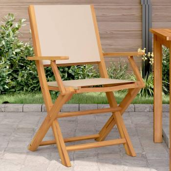 ARDEBO.de - Gartenstühle 2 Stk. Beige Massivholz Akazie & Stoff