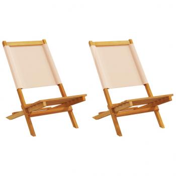 ARDEBO.de - Gartenstühle 2 Stk. Beige Massivholz Akazie & Stoff