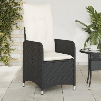 ARDEBO.de - Gartensessel Verstellbar mit Kissen Schwarz Poly Rattan
