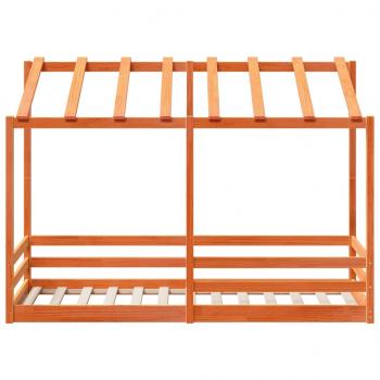 Kinderbett mit Dach Wachsbraun 90x190 cm Massivholz Kiefer