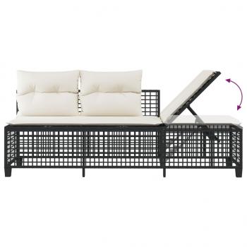 3-tlg. Garten-Ecksofa-Set mit Kissen Schwarz Poly Rattan