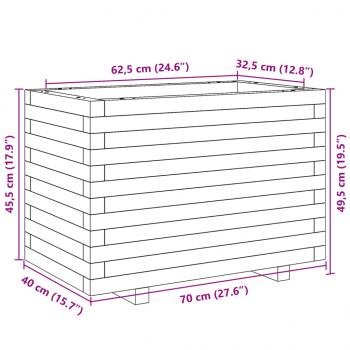 Pflanzkübel Wachsbraun 70x40x49,5 cm Massivholz Kiefer