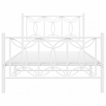 Bettgestell mit Kopf- und Fußteil Metall Weiß 107x203 cm
