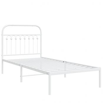 Bettgestell mit Kopfteil Metall Weiß 90x190 cm