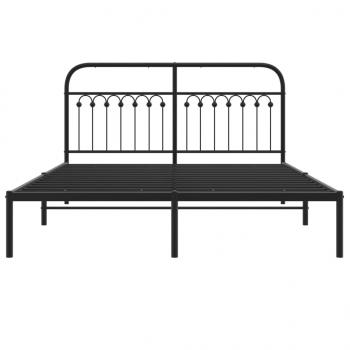 Bettgestell mit Kopfteil Metall Schwarz 160x200 cm