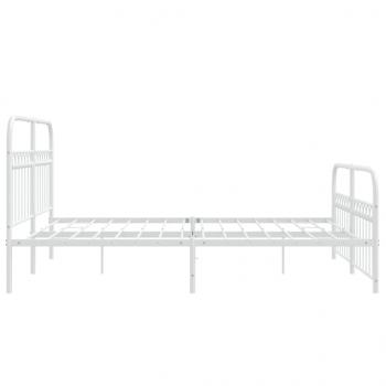 Bettgestell mit Kopf- und Fußteil Metall Weiß 150x200 cm