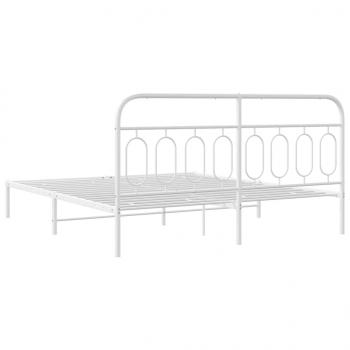 Bettgestell mit Kopfteil Metall Weiß 160x200 cm
