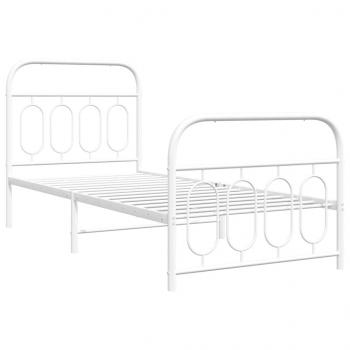Bettgestell mit Kopf- und Fußteil Metall Weiß 90x190 cm
