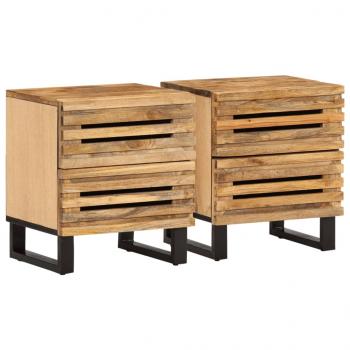 ARDEBO.de - Nachttische 2 Stk. 40x34x46 cm Raues Mangoholz