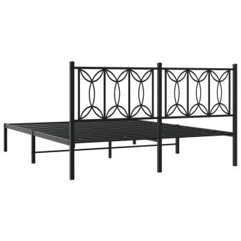 ARDEBO.de - Bettgestell mit Kopfteil Metall Schwarz 150x200 cm