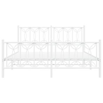 Bettgestell mit Kopf- und Fußteil Metall Weiß 160x200 cm