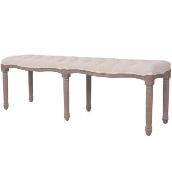 ARDEBO.de - Bank Leinen Massivholz 150 x 40 x 48 cm Cremeweiß