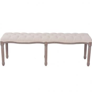 Bank Leinen Massivholz 150 x 40 x 48 cm Cremeweiß
