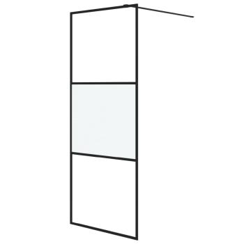 Duschwand für Begehbare Dusche Schwarz 80x195 cm Halbmatt ESG