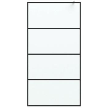 Duschwand für Walk-In Dusche Schwarz 100x195 cm ESG Mattiert