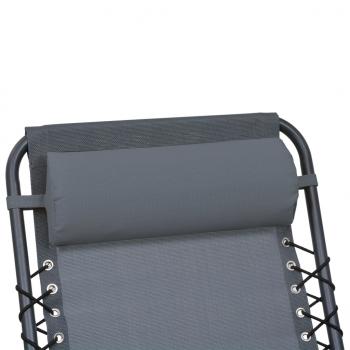 Kopfstütze für Liegestuhl Grau 40 x 7,5 x 15 cm Textilene