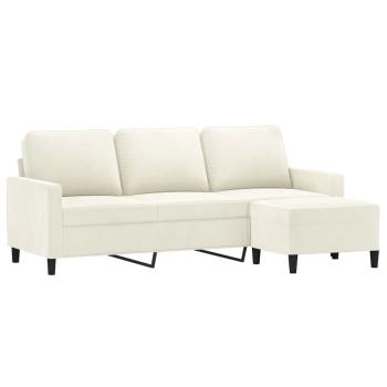 3-Sitzer-Sofa mit Hocker Creme 180 cm Samt