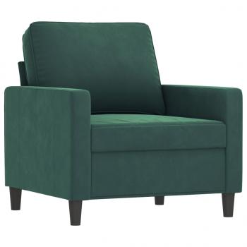 Sessel mit Hocker Dunkelgrün 60 cm Samt
