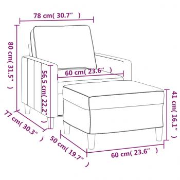 Sessel mit Hocker Dunkelgrün 60 cm Samt