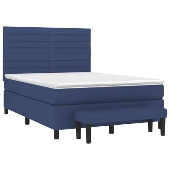 Boxspringbett mit Matratze Blau 140x200 cm Stoff