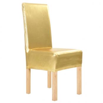 ARDEBO.de - 6 Stk. Stretch-Stuhlhussen Golden Gerade