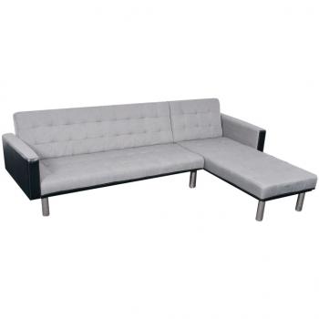ARDEBO.de - Schlafsofa L-Form Stoff Schwarz und Grau