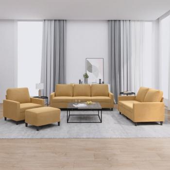 ARDEBO.de - 4-tlg. Sofagarnitur mit Kissen Braun Samt