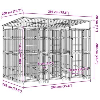 Outdoor-Hundezwinger mit Dach Stahl 5,53 m² 
