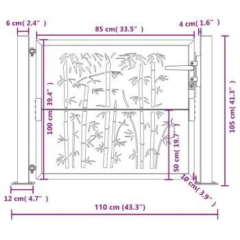 Gartentor Anthrazit 105x105 cm Stahl Bambus-Design
