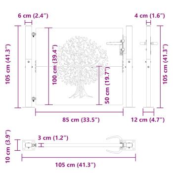 Gartentor 105x105 cm Cortenstahl Baum-Design