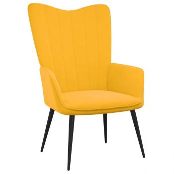 Relaxsessel mit Hocker Senfgelb Samt