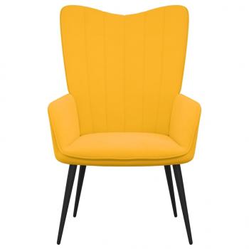 Relaxsessel mit Hocker Senfgelb Samt