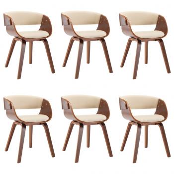 Esszimmerstühle 6 Stk. Creme Bugholz und Kunstleder 