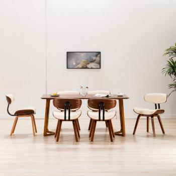 ARDEBO.de - Esszimmerstühle 6 Stk. Creme Bugholz und Kunstleder 